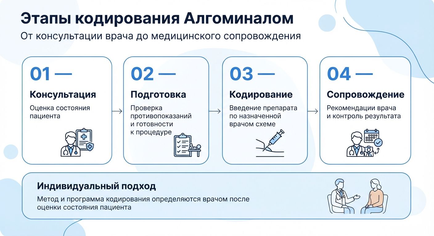 Кодирование препаратом «Алгоминал» в Уяре инфографика
